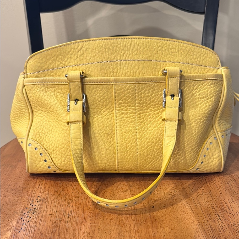Authentic Coach Yellow Leather Satchel with Silver Hardware